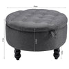 2 Sided Round Coffee Table Ottoman Stool Pouf Footstool Chair Padded Seat Pouffe