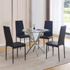 Round Clear Tempered Glass Silver Chromed Leg Dining Table Diningroom Livingroom