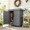Outdoor Garden Storage Shed Tool Wooden Box w/ Hinged Roof 74x43x88cm, Grey