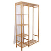 Bamboo Wooden Clothes Rail Hanging Rack Garment Display Stand w/ Dustproof Cover