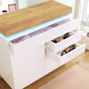 Sideboard with LED High Gloss White Storage Cabinet 3 Drawer Chest of Drawers
