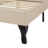 Velvet Upholstered Bed Single Size Bed 3FT with Headboard for Kids Teens Beige