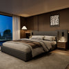 Double Bed Frame with Grey Upholstered Headboard 4ft6 Bed Frame with LED Light