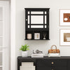 Wall-mounted Bathroom Cabinet Storage Organizer w/Mirror Doors-Black
