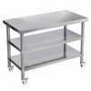 Stainless Steel Kitchen Work Bench Catering Table Worktable W/Undershelf, Wheels