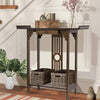 Industrial Console Table Rustic Wood Side Table Hallway Storage Shelf w/ Drawers