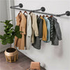 Adjustable Industrial Pipe Clothes Rail Wall Hanging Garment Bar Rack