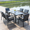 Garden Gear 6 Seat Aluminium Dining Set Patio Grey Lightweight Weatherproof