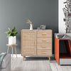 Rattan Buffet Cabinet Storage Sideboard Bar Accent Cabinet 1 Door and 4 Drawers