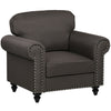 Mid-Century Armchair Upholstered Accent Chair w/ Wood Frame, Brown