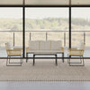 Garden Rattan Furniture 4 Piece Set Table Chairs Sofa Wicker Outdoor Patio Set