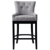 Fabric Counter Armchair Bar Stool Padded Seat Kitchen Footrest Cafe Black Legs