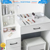White Vanity Makeup Desk Dressing Table Set With LED Sliding Mirror + Stool Set
