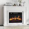White Electric Fireplace Heater Mantelpiece Surround Set LED Flames Remote Timer
