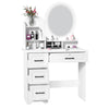 Dressing Table With Led Mirror Modern Makeup Desk Vanity Table Set + 4 Drawers