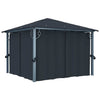 Gazebo with Curtain & LED String Lights 3x3 m Anthracite Aluminium