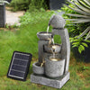 Garden Water Feature Solar Power Outdoor Tiered Pot Cascading Fountain Landscape