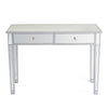 2-Drawers Glass Dressing Table Mirrored Bedroom Make-Up Console Vanity Table