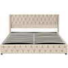 Merax Upholstered Bed Functional Bed from Storage Double Size Beige Velvet
