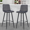 2 Pcs Grey Bar Stools Velvet Seat Metal legs 65 cm seat high Stools Chair Stripe