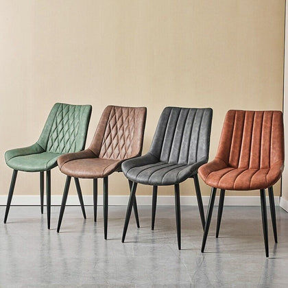 2 Pcs Faux Leather PU Padded Dining Chairs Kitchen Dining Room Chair Set Family