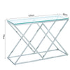 Modern Console Table Side Table with Clear Tempered Glass and Chrome Cross Legs