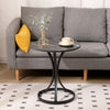 Modern 50cm Round Coffee Table with Pedestal Base Sofa Side Tea End Tables Black