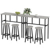 6-Piece Industrial Bar Table Set, 2 Breakfast Tables with 4 Stools Grey
