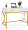 Computer Desk with Two Drawers, Modern Study Writing Desk with Storage, Makeup