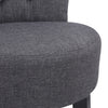 Grey Linen Makeup Chair for Vanity Button-Tufted Dressing Table Stool Wooden Leg