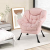 Home Office Accent Sofa Chair Leisure Lounge Armchair with Stool-Pink