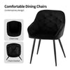 2X Dining Chairs Black velvet Tufted Seat Metal Leg Dining Room Kitchen Chair