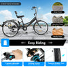 24" Tricycle 3 Wheel 7-Speed Adult Bicycle Tricycle Trike Bike with Basket NEW!
