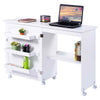 Folding Sewing Table 2 IN 1 Rolling Craft Table Desk Workstation-White