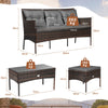 3 Seater Rattan Garden Corner Sofa Set Patio Dining Furniture Set W/ Sofa Chair