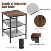 3-Tier Industrial Side Table Nightstand Storage Organiser W/ Adjustable Shelves