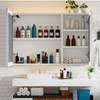 Modern Bathroom Mirror Cabinet With LED Lights 5 Shelves Anti-Fog Touch Switch