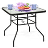 80CM Outdoor Dining Table Patio Table Metal Coffee/Tea Table with Umbrella Hole