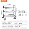 3 Tier Stainless Steel Cart Mobile Lab Medical Storage Trolley 400 lbs