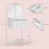 Dressing Table with Arched Mirror and 3 Drawers for Bedroom Small Spaces White