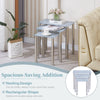 Nest of 3 Grey Tempered Glass Side End Nested Table Golden Stainless Steel Tubes