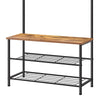 Industrial Coat Rack Stand with 7 Hooks Hangers Shoe Storage Bench Cabinet