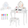 Kids Vanity Table & Stool Set Children Pretend Play Makeup Dressing Desk