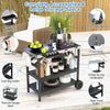 3-Tier Foldable Outdoor Cart Food Prepare Dining Cart Table Flattop Worktable