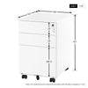 3 Drawers 5 Wheels File Cabinet Filing Pedestal Lockable Storage with Keys