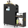 Small Bathroom Storage Cabinet with Toilet Brush Holder-Black