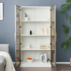 DISPLAY CABINET WHITE CUPBOARD STORAGE SIDEBOARD WITH RGB LED LIGHTS 80X40X160CM