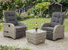 Bellevue Rattan Rocking Garden Chair Set Reclining Armchairs Glass Top Table