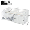 3FT Kids Single Bed Frame Mid Sleeper Bed with Stairs, Storage Cabinet and Desk