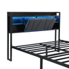 Double Bed Frame Industrial Metal Platform Bed with Headboard & Drawers Storage